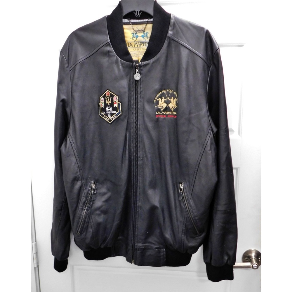 LA MARTINA POLO Genuine Sheep Leather Bomber Maserati Jacket Size XL
